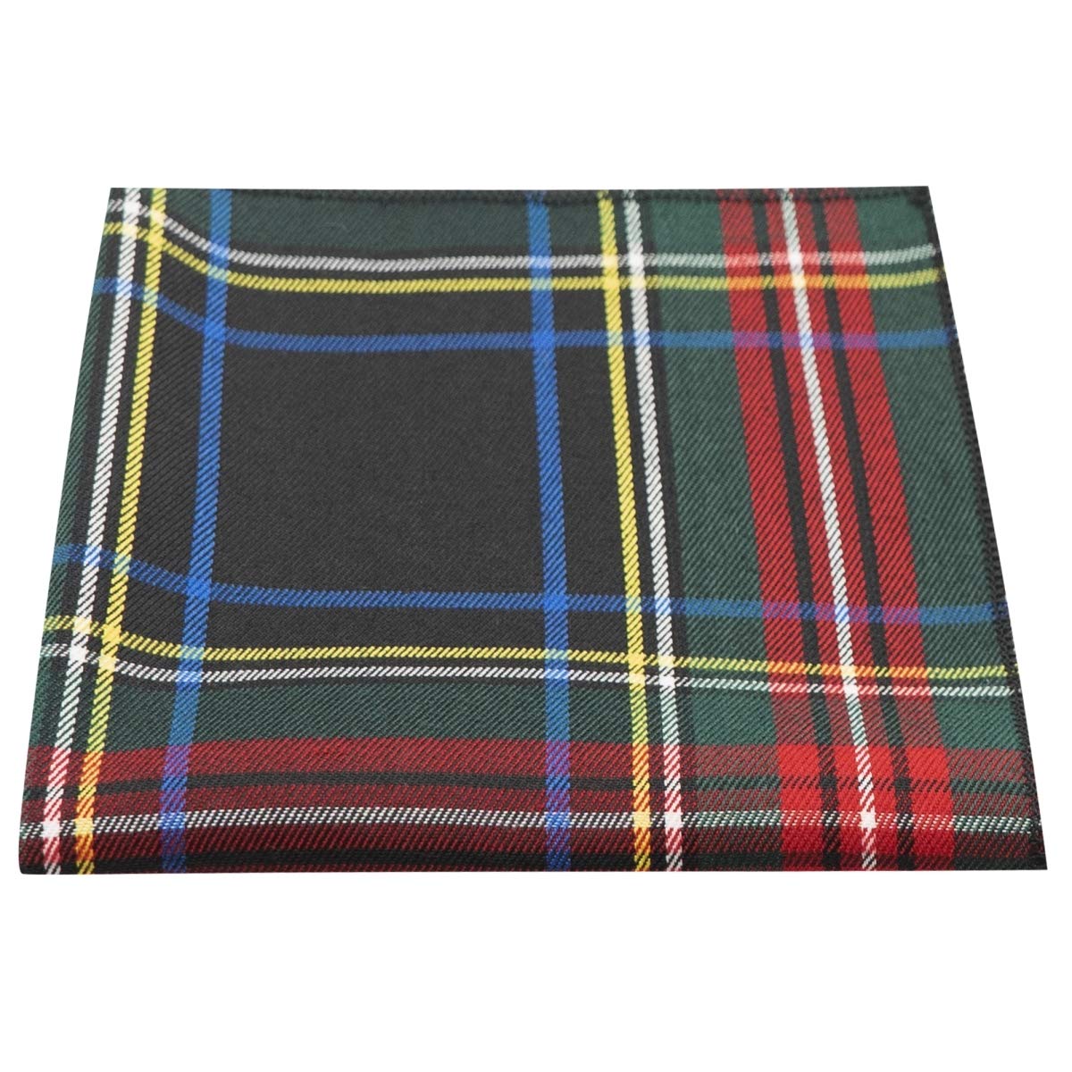 King & Priory Traditional Dark Green & Black Tartan Pocket Square, Handkerchief, Check, Plaid