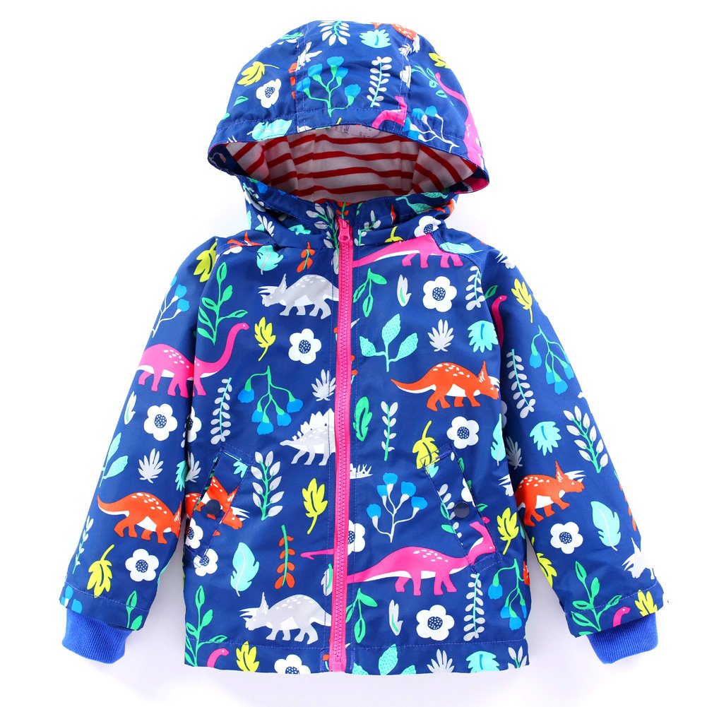 LZH Bambini Impermeabile Ragazzi Giacca con Cappuccio Dinosauro Cappotto + Pantaloni Set