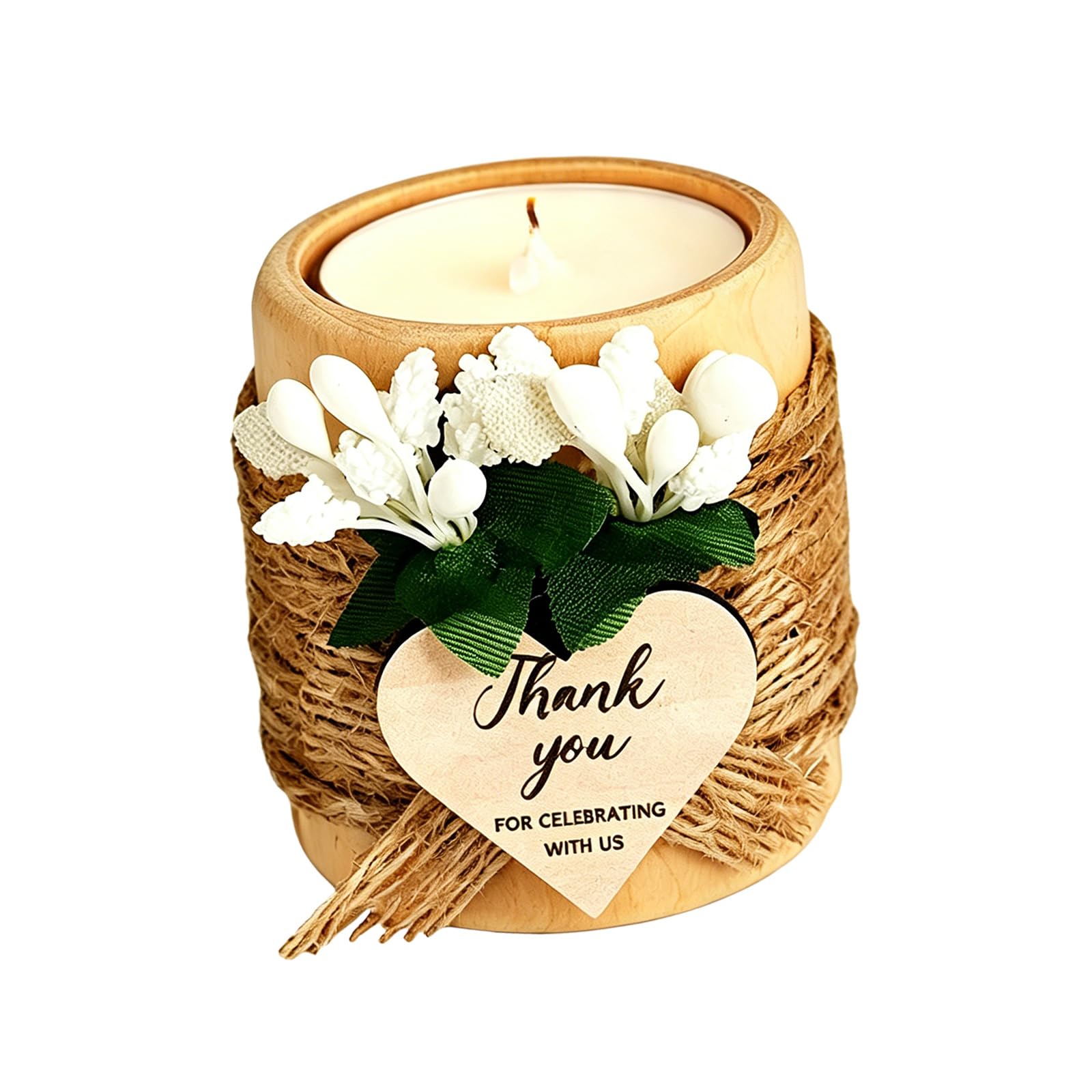 Mekalero Handcrafted Holders Cylinder Tealight Stand with Dry Flower Wood Texture for Bedroom and Living Room Decorating Wooden Tea Light Owner
