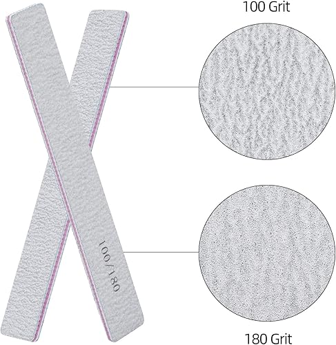 Miniatura 3 de 50 limas de uñas para uñas acrílicas, grano 100180 de doble cara, limas de uñas, limas profesionales para pulir uñas