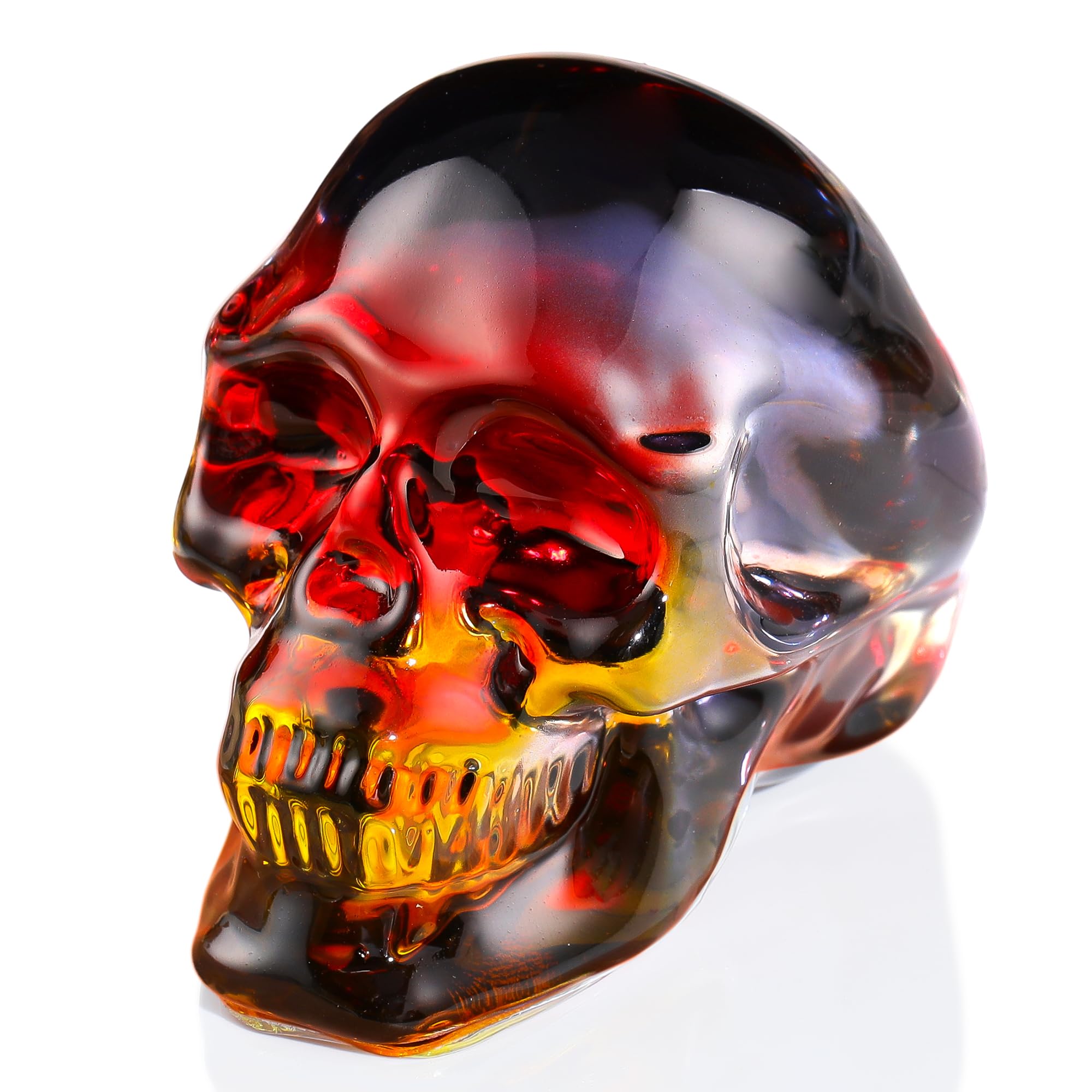Figurines de tête de mort en cristal orange rouge déco Halloween