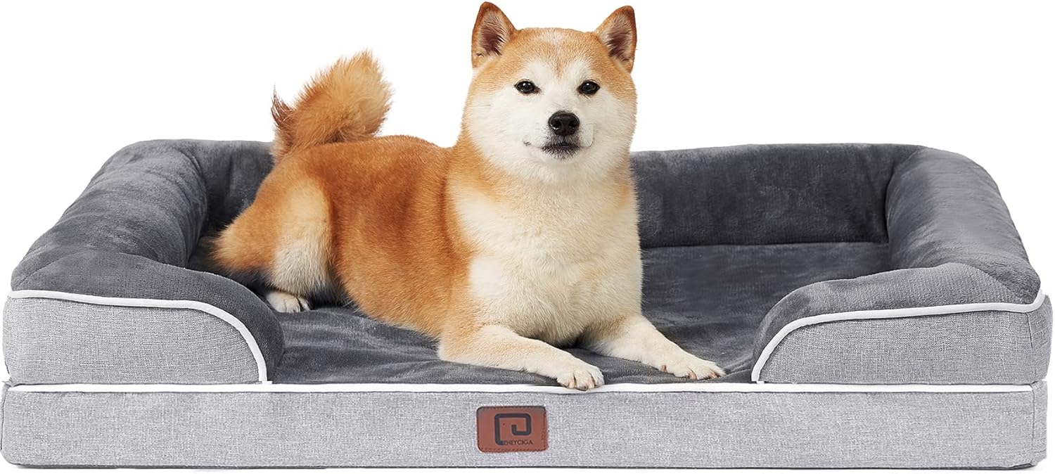 EHEYCIGA Memory Foam Orthopedic Large Dog Bed with Sides, Waterproof