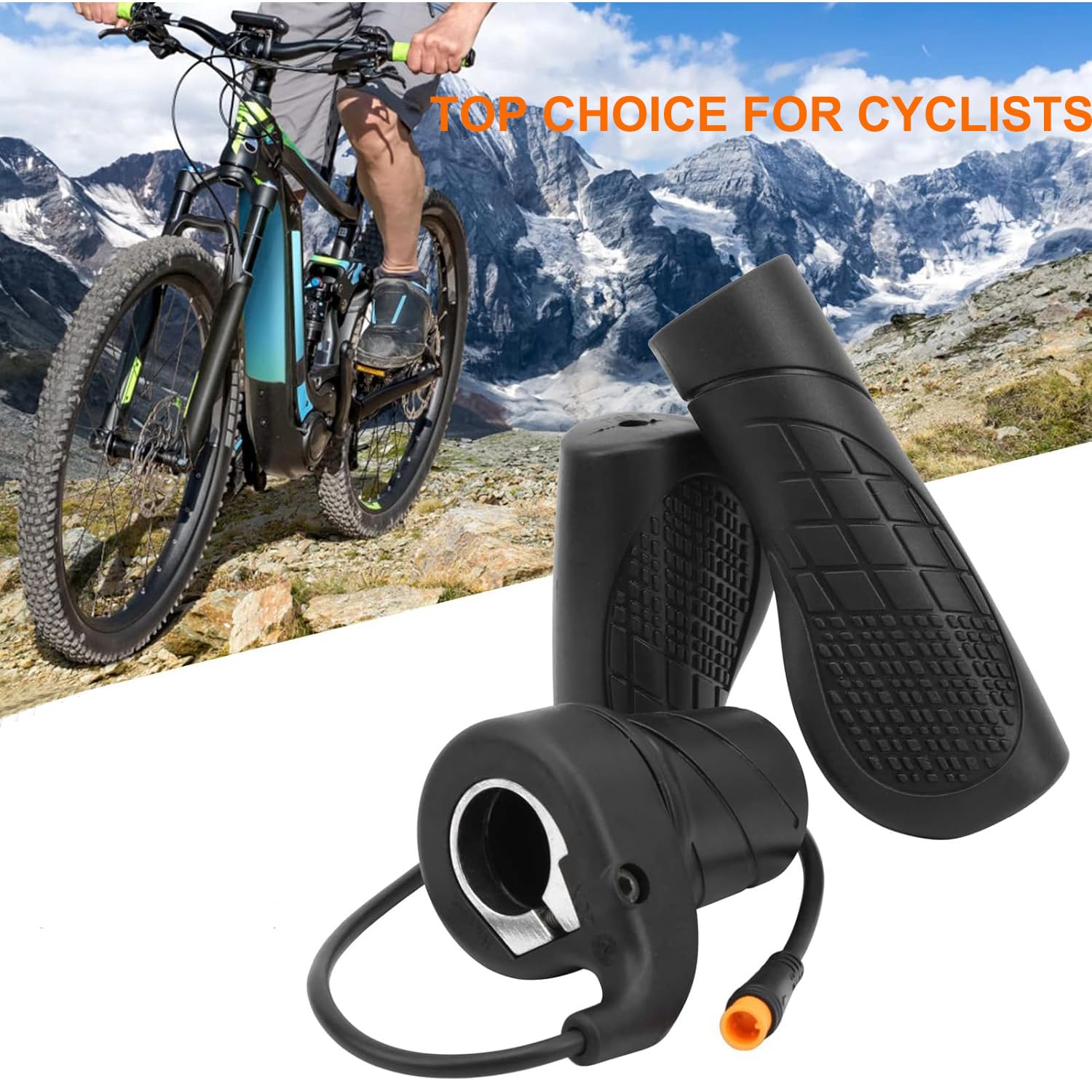 FT76X Demi Twist Poignée d'accélérateur pour vélo électrique avec prise étanche à 3 broches | 12V-72V E-Scooter Modifié Throttle Pouce pour VTT Scooter Vélo Électrique