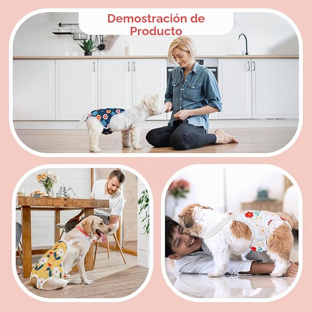 Foto 6 de 7 de MICOOYO Bragas de Período para Perro 3 Pack, Bragas Reutilizables para Perra con Suspensorio Ajustable