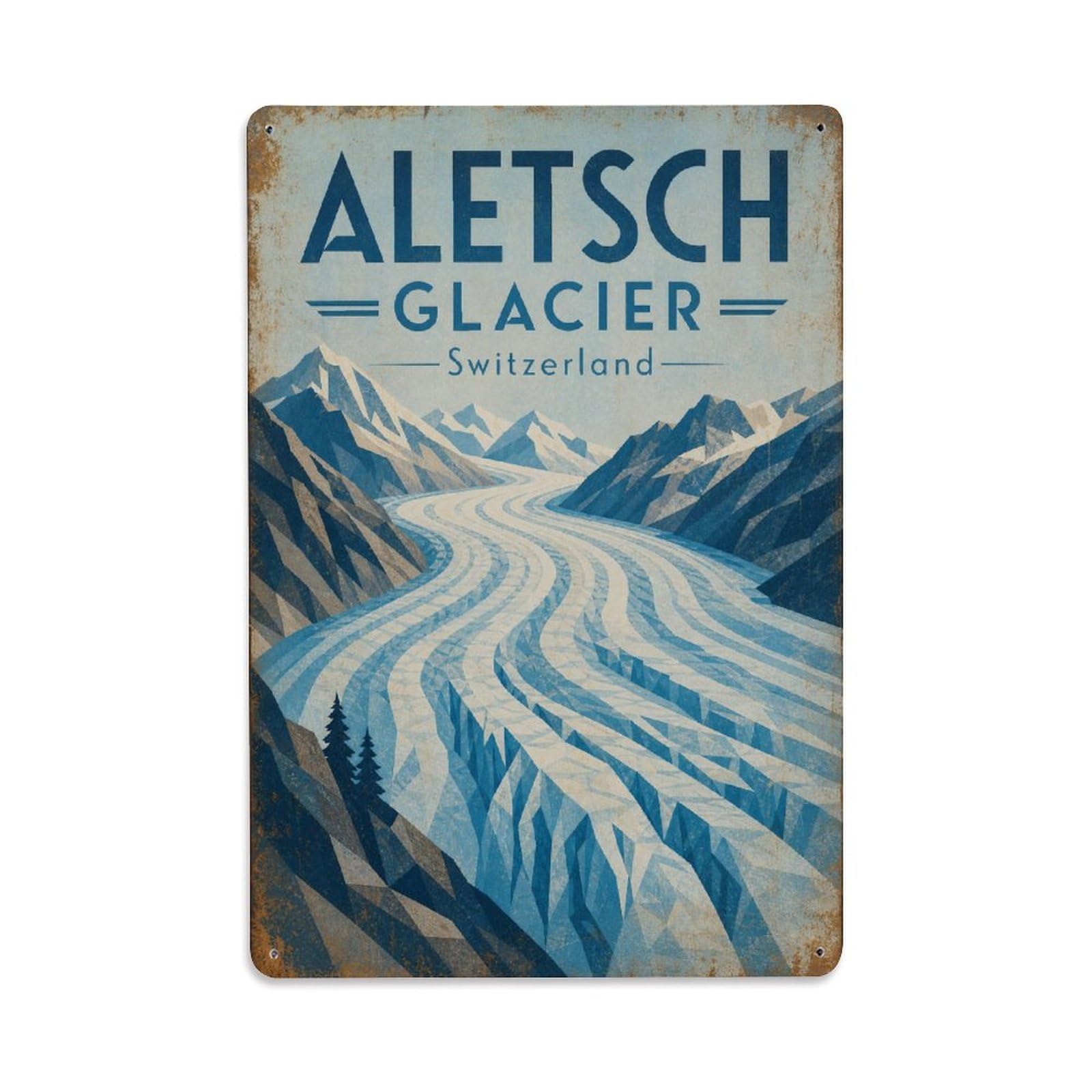 Gead 8X12inch Style Vintage Travel Aletsch Switzerland Glacier Metal Tin Sign