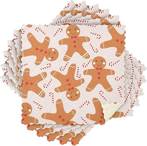 Miniatura 7 de KLL Christmas Pattern Bread Man Microfiber Drying Towel Kitchen Printed Lint Free Tea Towels Christmas Kitchen Hand Towels Absorbent Kitchen Towels