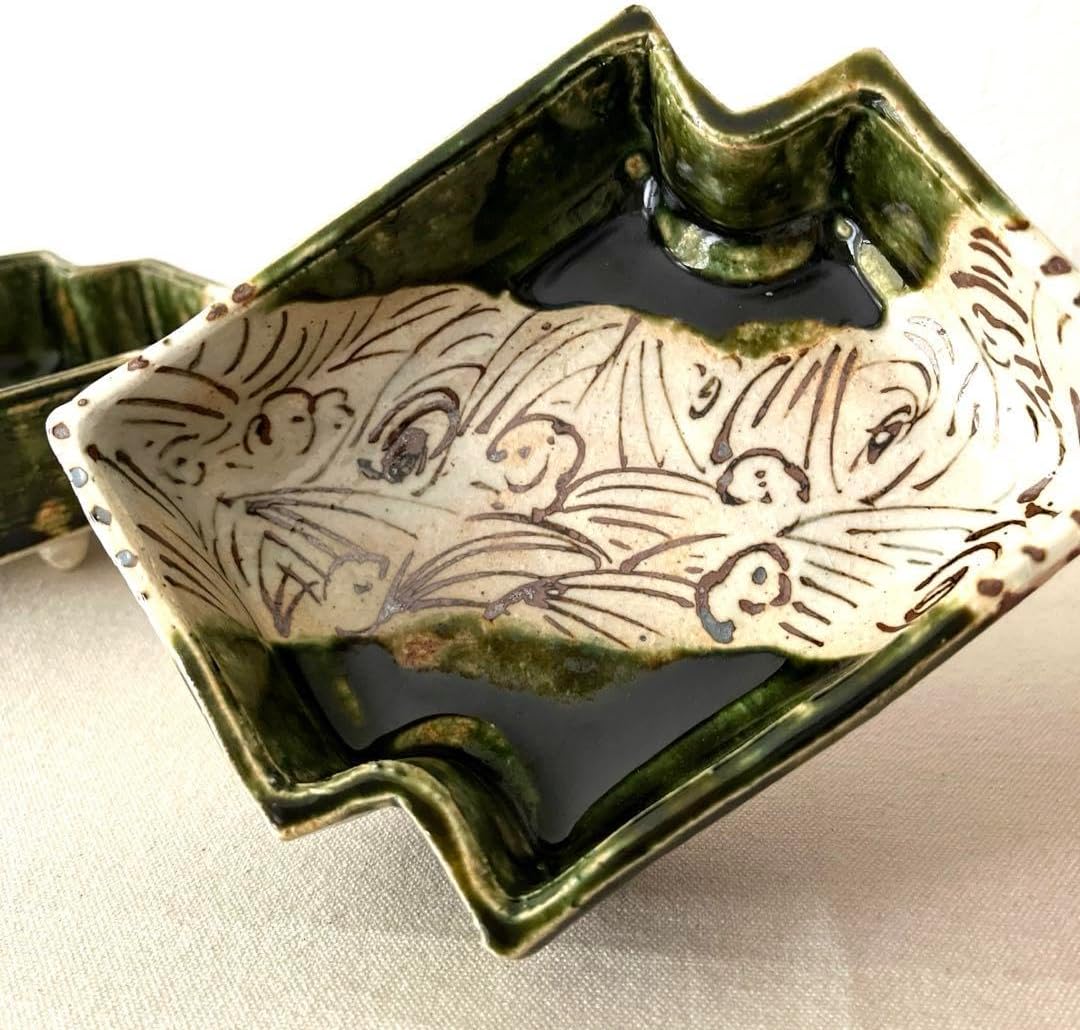 H970○織部焼　中垣連次氏　スクエア浅鉢【4個】未使用 H970○織部焼 中垣連次氏 スクエア浅鉢【4個】未使用 Amazon.co.jp