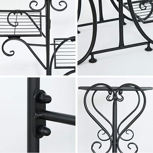 Miniatura 6 de Soporte de metal para plantas de 42 pulgadas de alto, 5 niveles múltiples para macetas, estante de exhibición de hierro forjado, estante de