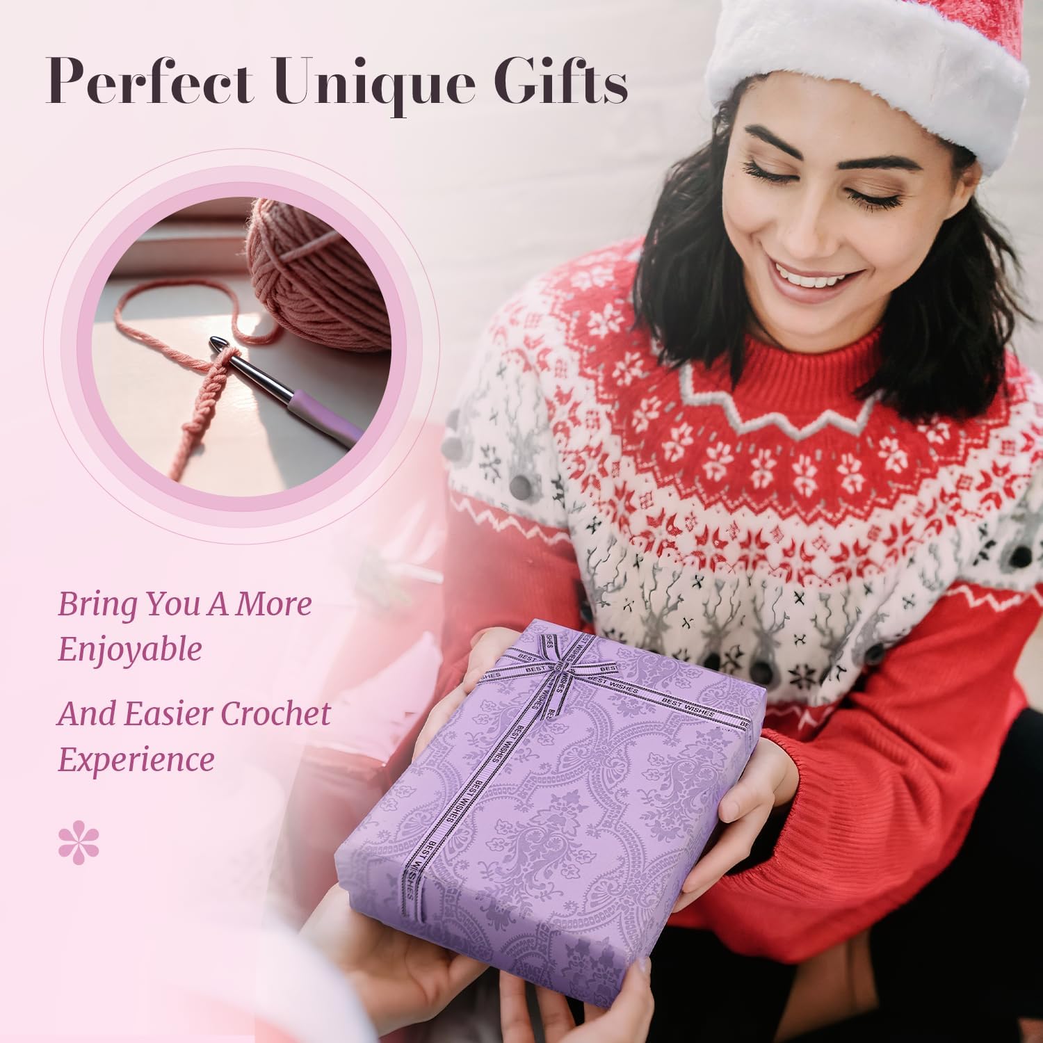 Yarniss Apex Stainless Steel Crochet Hooks Set 3.0mm-6.0mm,Hand-Polished Crochet Hooks with Ergonomic Handle for Beginners, Gift for Crocheter