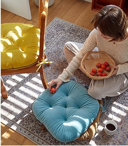 Miniatura 5 de Cojín grueso para sillas de comedor, cojín suave con lazos antideslizantes para sillas de comedor, cojín de asiento de silla de terciopelo (color