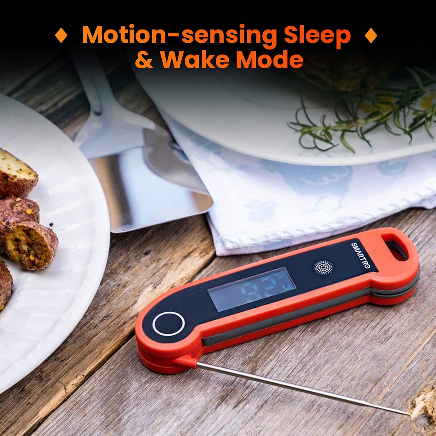 Thermometer motion-sensing sleep and wake mode