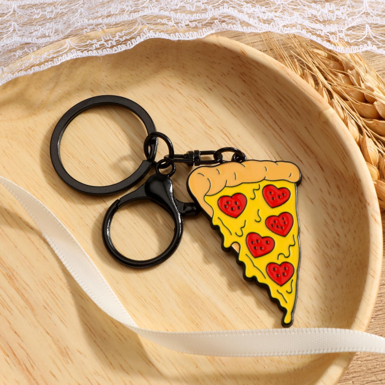 Pizza Keychains Blue Pizza Box and Slice Keychains for Friends Food Themed Accessory for Women image 3