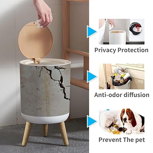 Miniatura 7 de Cubo de basura pequeño con tapa para baño, cocina, oficina, pañal, pared agrietada, dormitorio, basura, cesta de basura a prueba de perros, bonita