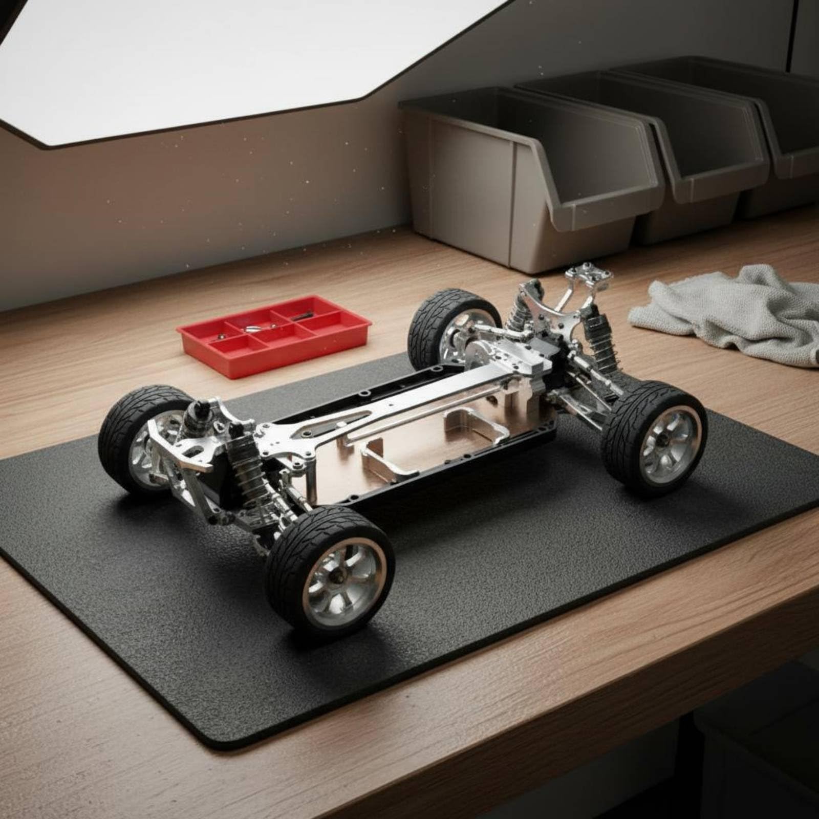 predolo Chasis RC de Aluminio para Coche Teledirigido Marco Bastidor Estructura Metal Resistente y Rigidez Mejorada Montaje /12 Adecuado para Aficionados y Carreras en Pista y Terreno, Rojo