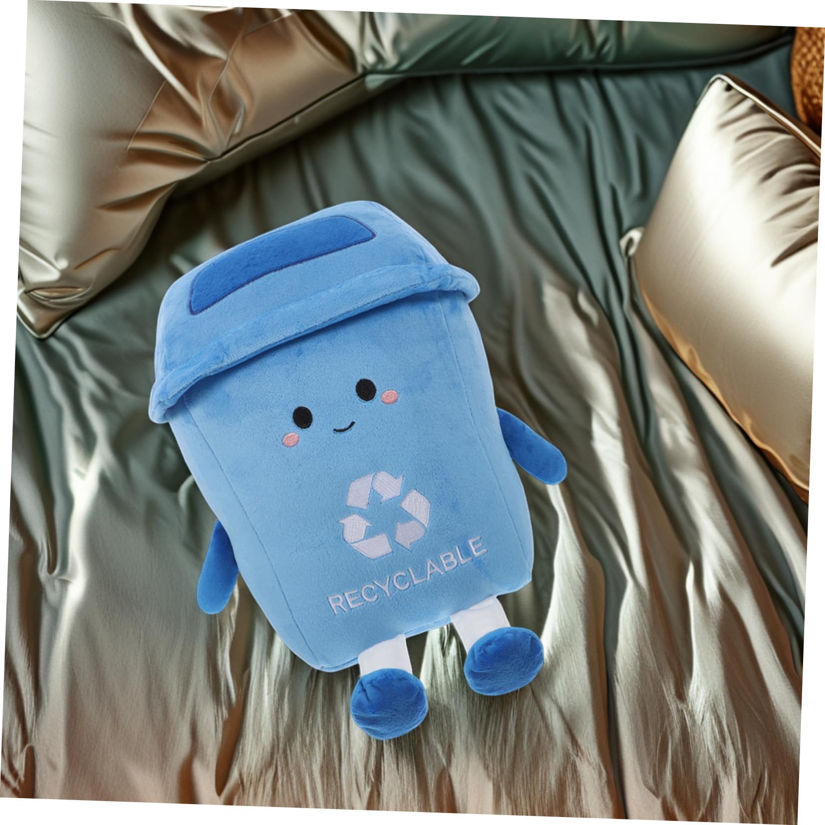 Kuschelkissen Flauschig als Süßes Cartoon Kissen mit Plüsch und Pp Baumwolle Gefüllt Multifunktional für Sofa und Bett Blau und Gemütlich