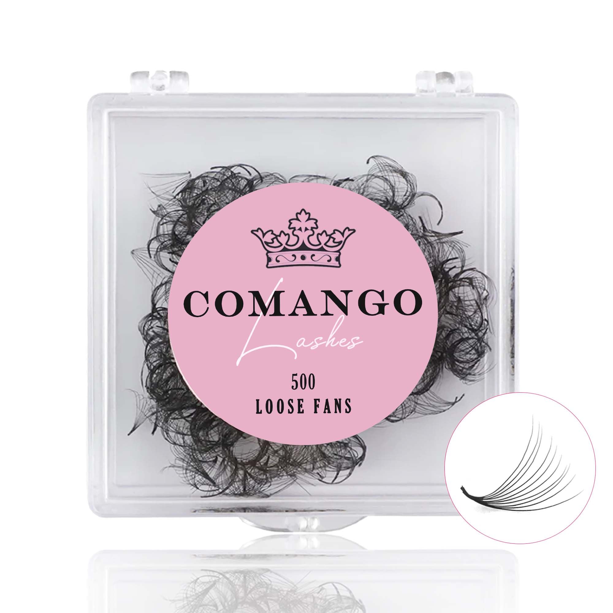 CoMango 500 Fans Promade Fans Handmade Loose Eyelash Extensions C/D Curl 10D 8-15MM Length 0.07 Thickness Premade Lashes Russian Volume Lash