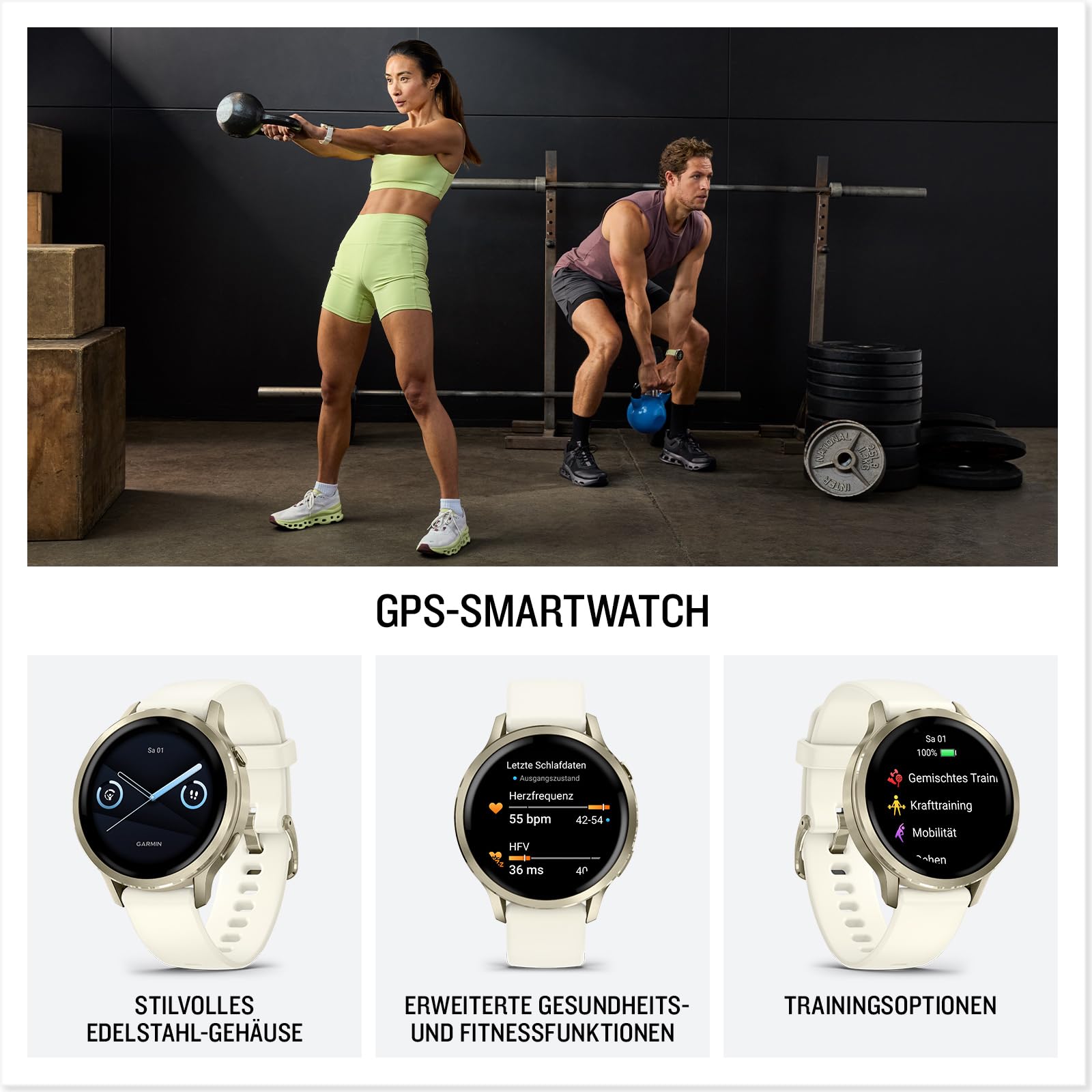 Garmin Venu 4 41mm Fitness-Smartwatch 1,2" AMOLED Touchdisplay 10 Tage Akkulaufzeit 80+ Sport-Apps EKG Health Status