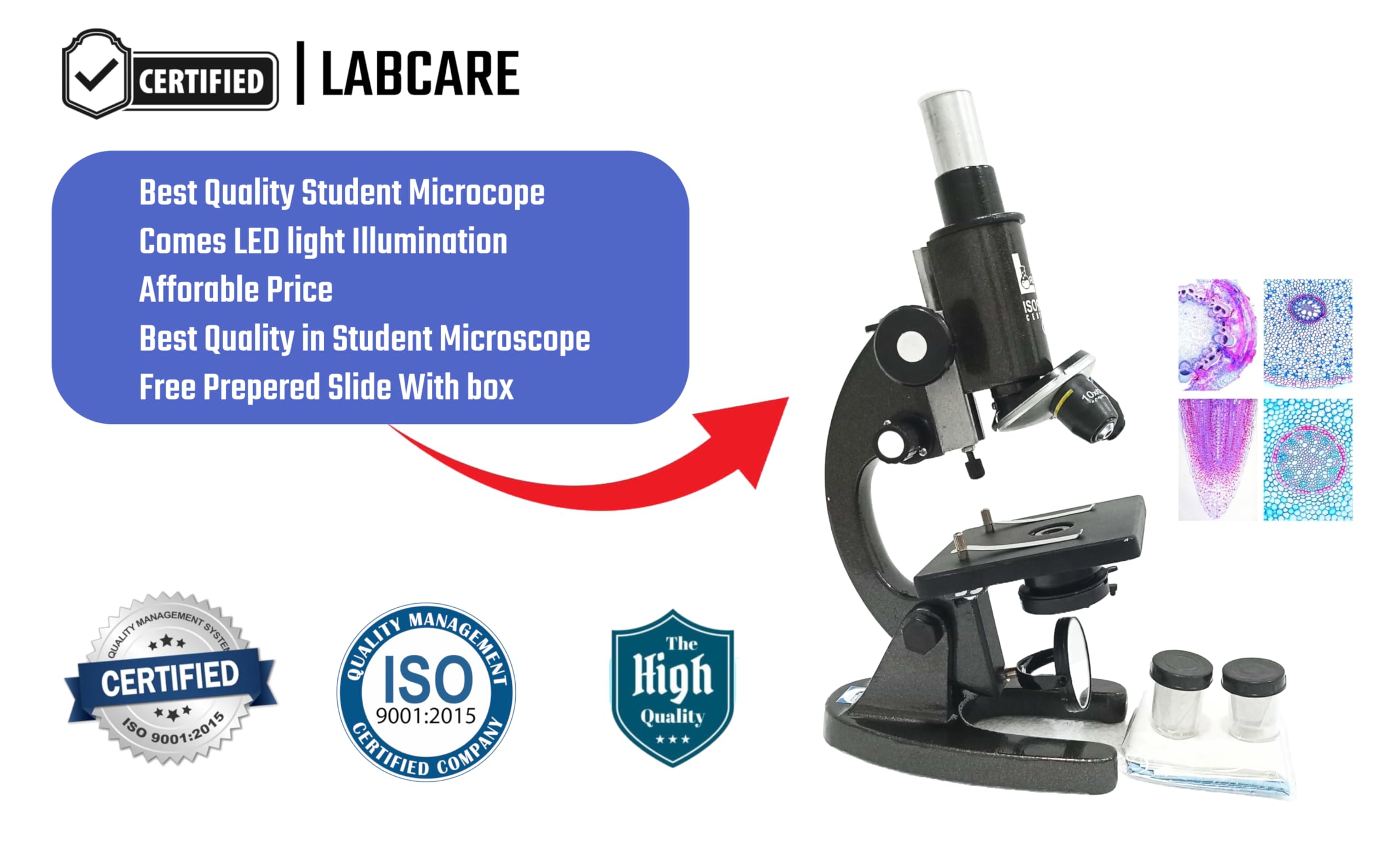 Labacare Student Monocular Compound Microscope with Blank Slide kit & LED Lamp - Image 4 thumbnail
