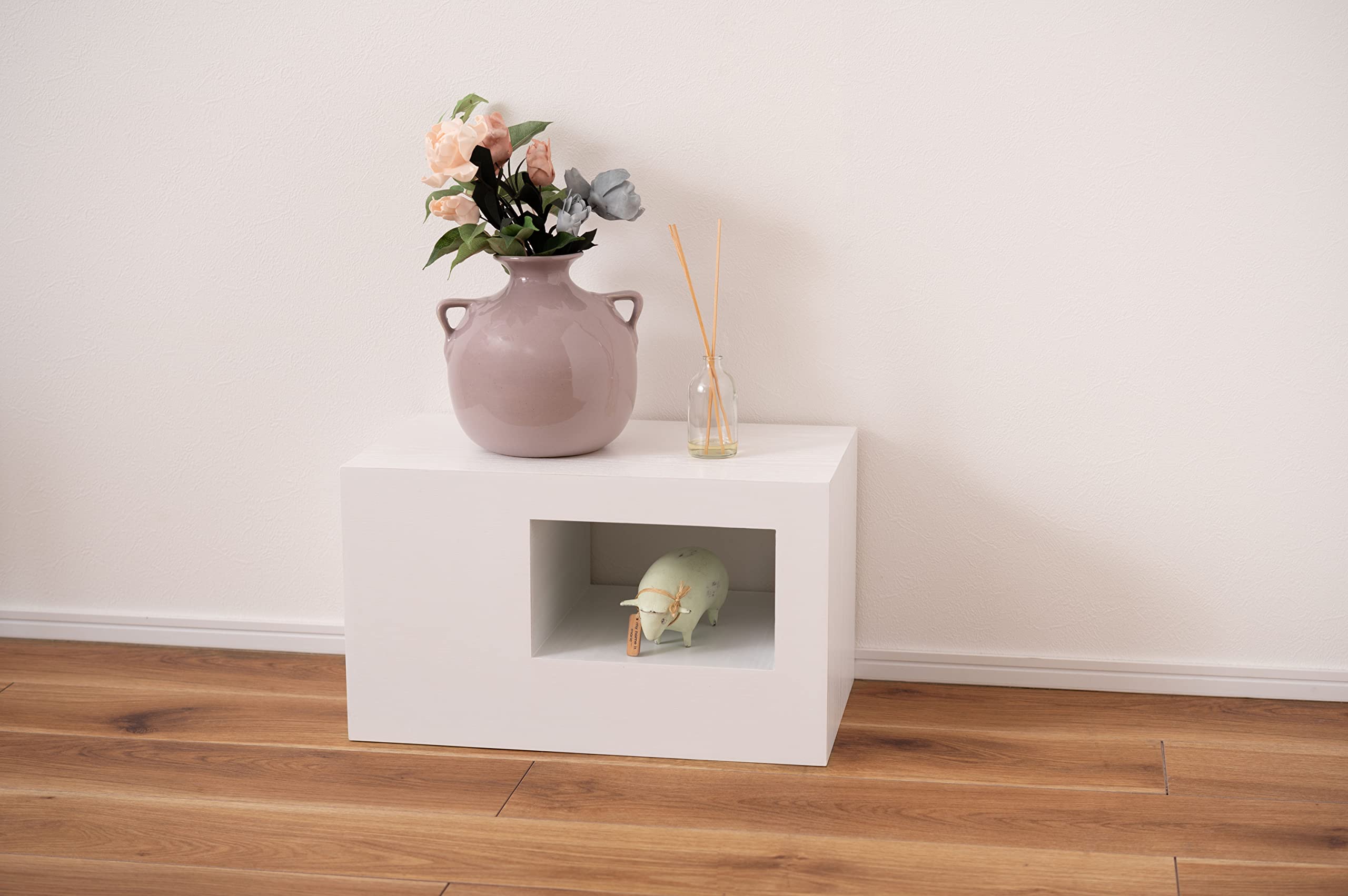 Amazon | AZUMAYA セル サイドテーブル CEL-70WH ※スツールとしても