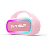 TPone Portable Bluetooth Speaker, 30W (Peak) Wireless Speaker for Outdoor, Up to 12H Playtime, IPX5 Waterproof with Light, TWS Pairing, for Home/Party/Outdoor/Beach, Birthday Gift(Pink)
