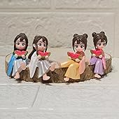 ARUNA DECOR Cute Miniature Watermelon Girl Figurines Set of 4 | PVC Tiny Dollhouse Accessories | Fairy Garden Mini Decor Showpieces | Gift Items for Home Desk Shelf