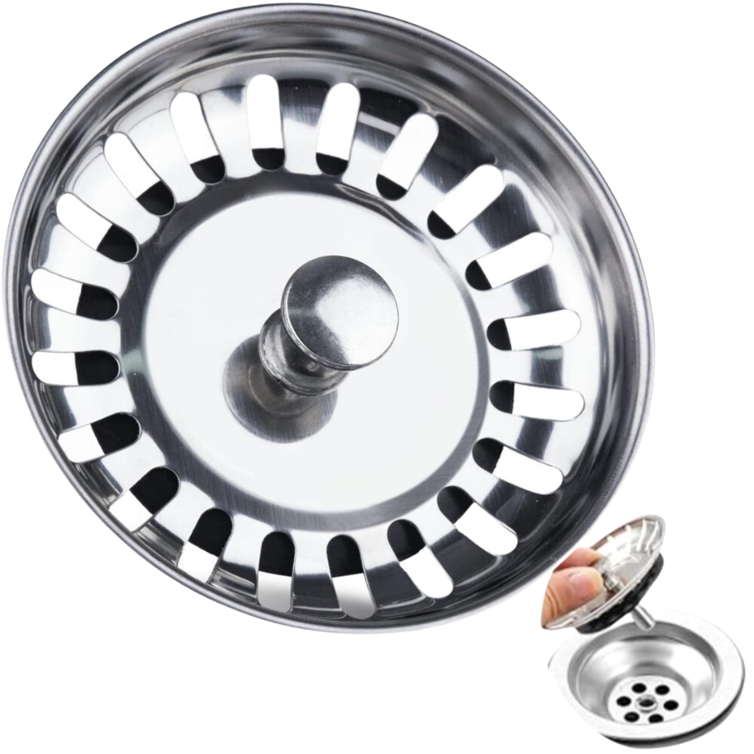 – Kitchen Sink Strainer 78mm Plug 304 Stainless Steel Thicken for Kitchen Sink,Replacement for Food/Hair Catcher - UK Sinks Hole Diameter (Silver-1, 78mm)