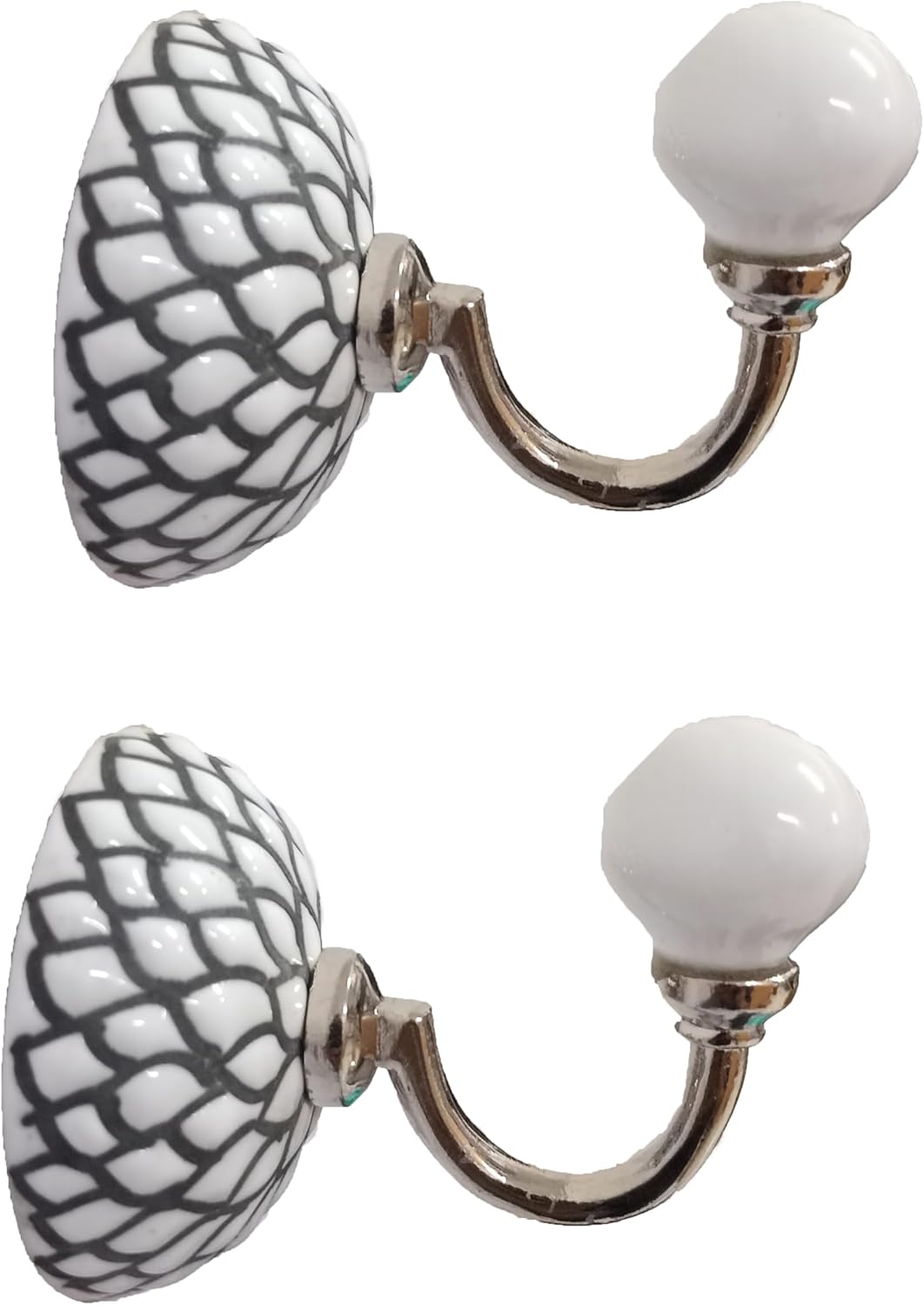 PARIJAT HANDICRAFT Set of 2 Ceramic Metal Wall Hooks