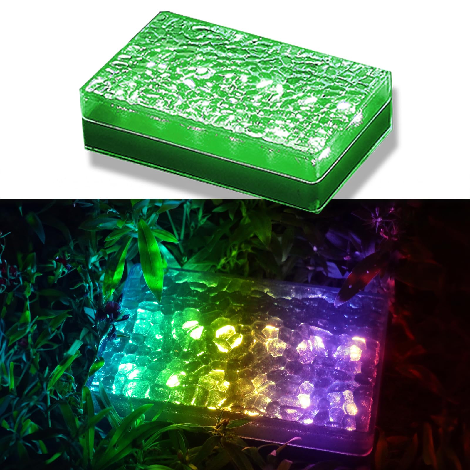 SHONELIGHTING Solar Paving Lights, 12 Colors Outdoor Waterproof LED Bricks in Ground for Driveway and Pathway, Heavy Duty Landscaping Paving RGBW with Control