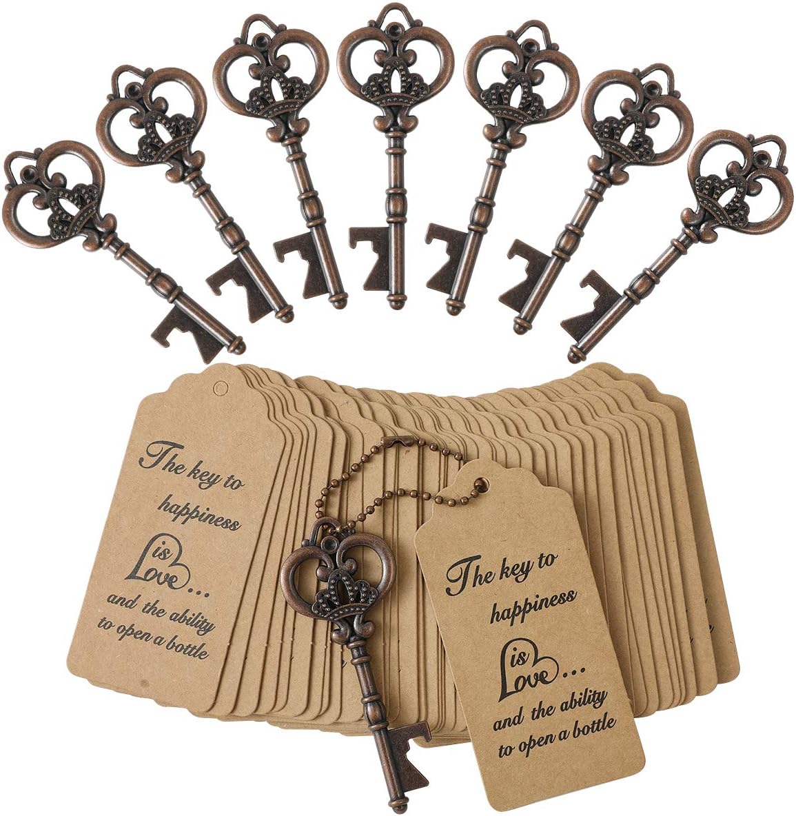 Nеw Dеаl DerBlue 60 PCS Key Bottle Openers,Vintage Skeleton Key Bottle Opener, Wedding Favors Key Bottle Opener Rustic Decoration with Escort Tag Card