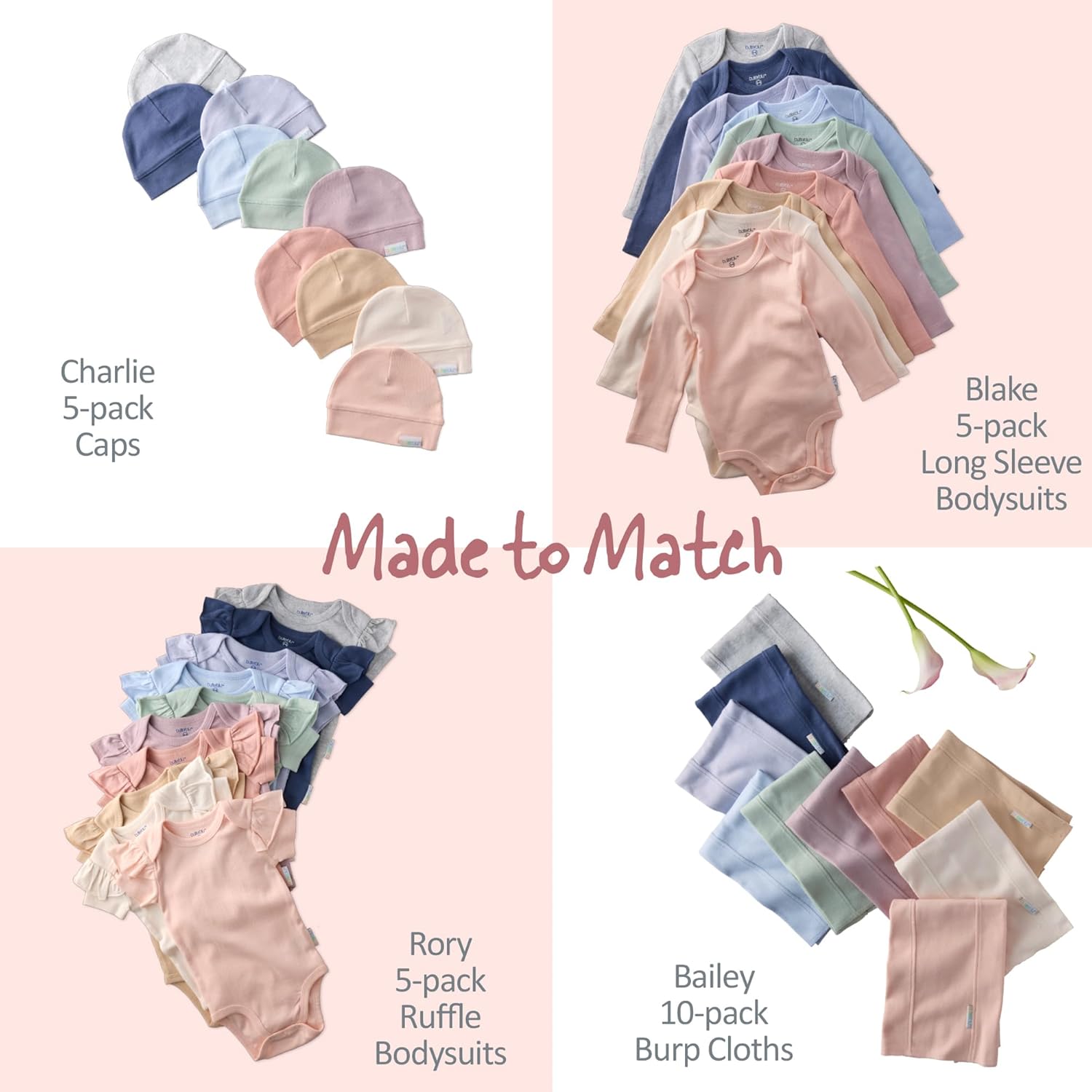 Rory 10-Pack Short Sleeve Ruffle Shoulder Bodysuits 100% Organic Cotton for Baby Girls - Image 6