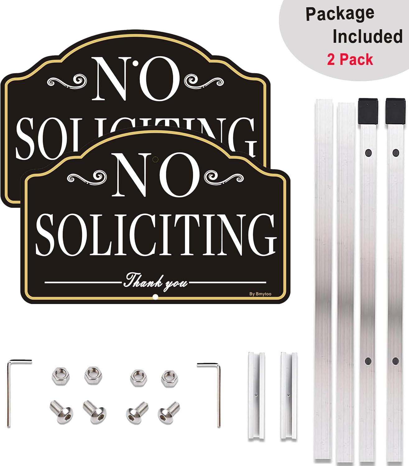 2 Pack No Soliciting Sign for House- with 28" Alloy Stake - 12" x 8" Metal No Soliciting Yard Sign for Home- Aluminum No Solicitors Sign - No Solicitation Signs for Home - No Fade & Rust-Free