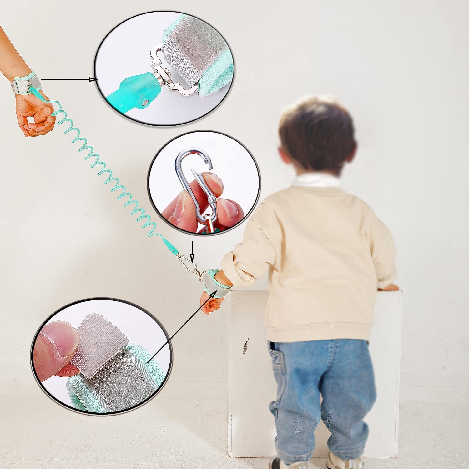 Guinzaglio per bambini con imbracatura da polso anti-smarrimento, per ragazzi/ragazze (nero)