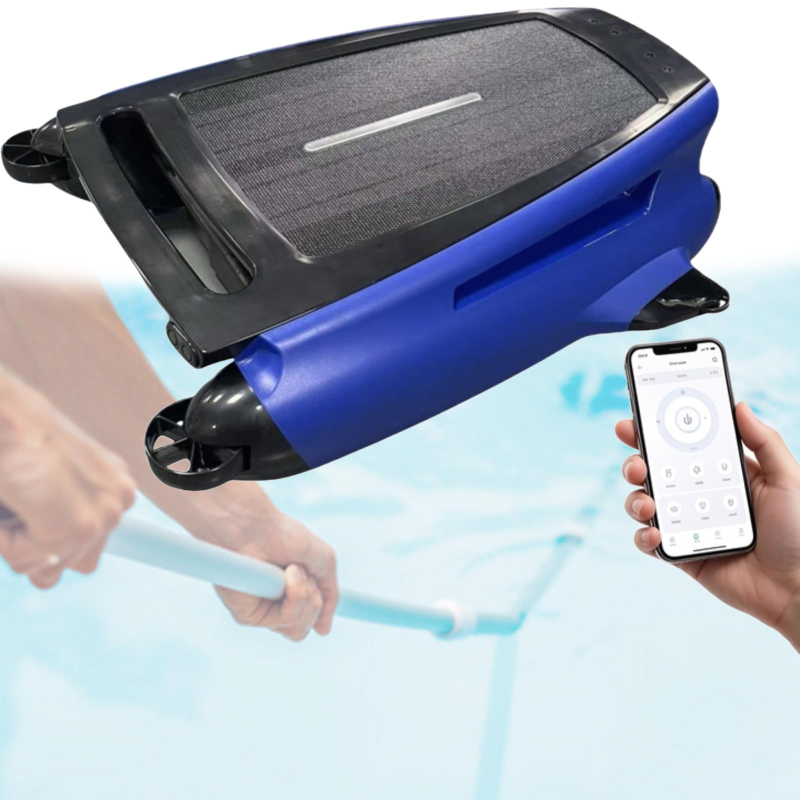 DOZPAL Cordless Robotic Cleaner with App Control - Solar Pool Skimmer Robot Automatic Pool Sur-face Cleaner, 24/7 Continuous Cleaning, Smart Obstacle Avoidance A