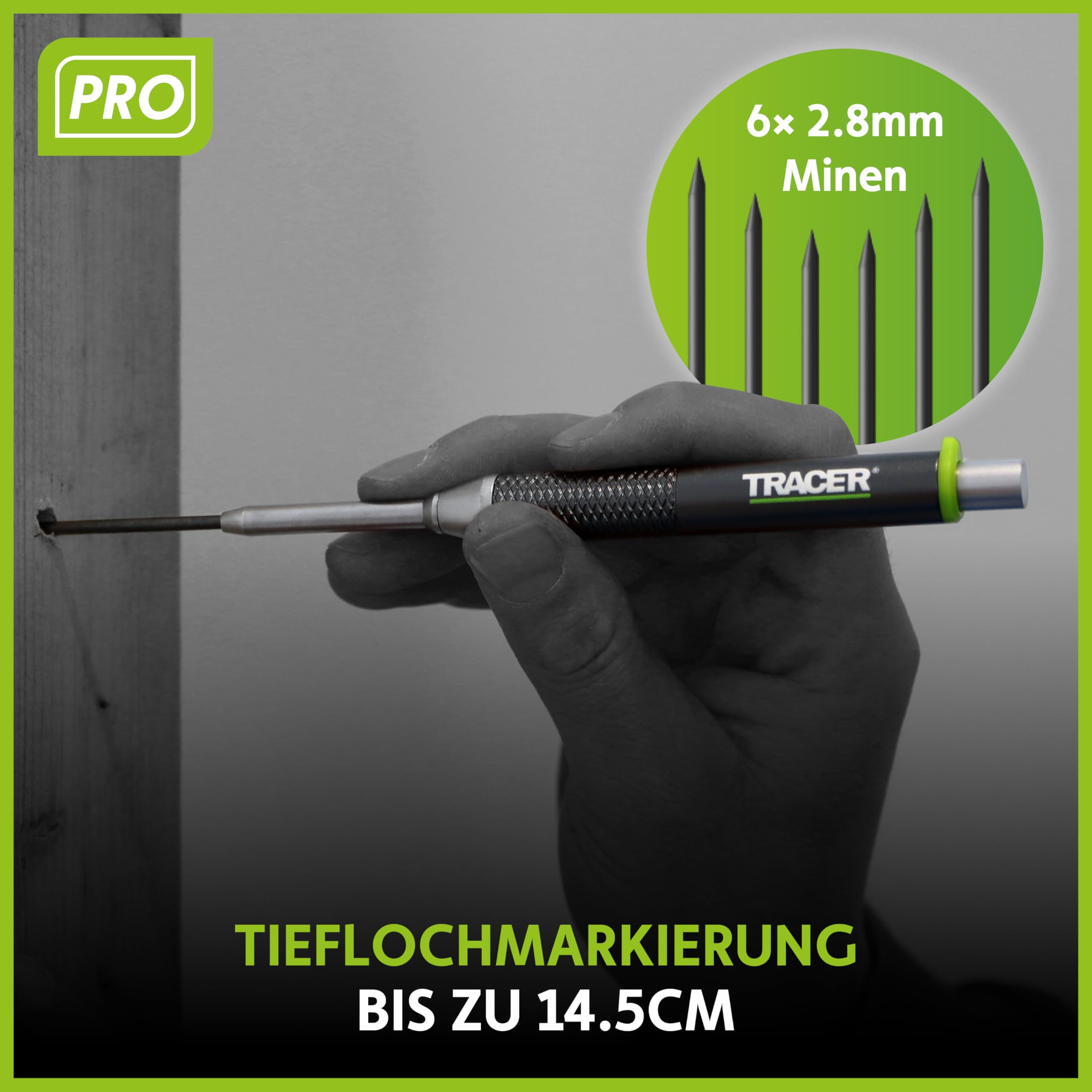 Tracer Pro Series Tieflochmarker AMK1-PRO Aluminium Baustift 145 mm