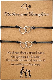Mom Gifts Mother Daughter Bracelets Set for 2 Mommy and Me Matching Heart Wish Bracelets Jewelry Gift for Mom Daughter Heart/Butterfly Bracelets Daughter Gift from Mom, no gemstone