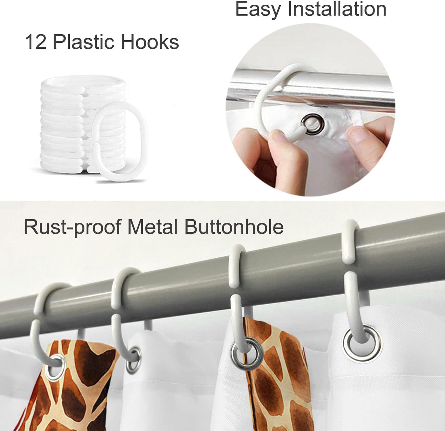 Moslion Giraffe Bathroom Shower Curtain Wild Animal Watercolor Giraffe Brow White Feather Shower Curtains Home Decorative Waterproof Polyester Fabric Shower Curtain with Hooks 72x72 Inch