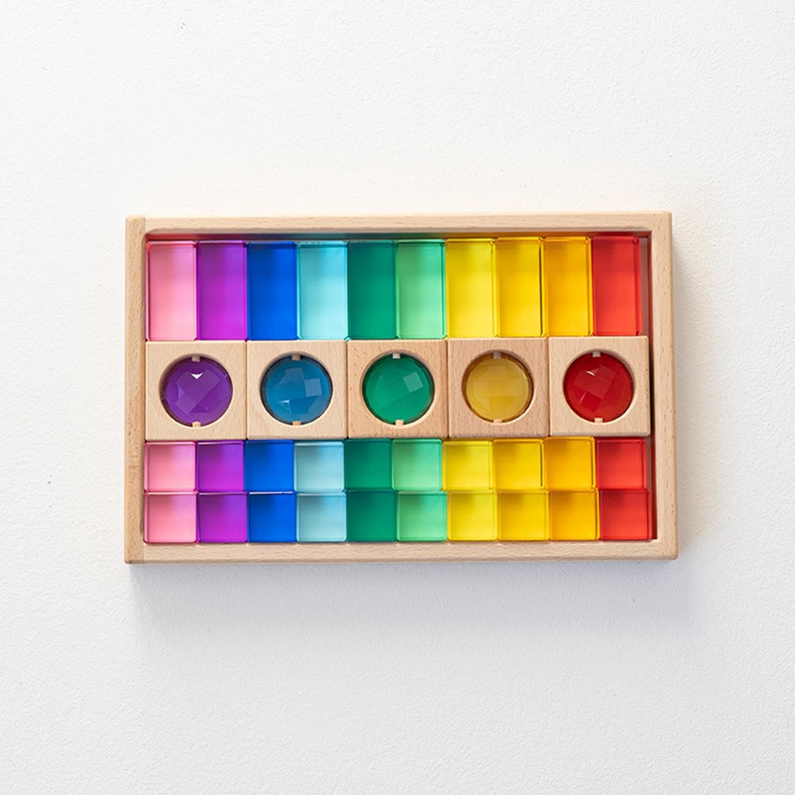 Regenbogen Bausteine Set, Acryl Edelsteinwürfe, 35 Stück | Regenbogen-Baustein-Set, Sensorik Förderung bei Kindern, Stapelspiel für Kleinkinder Kinderzimmer Vorschule