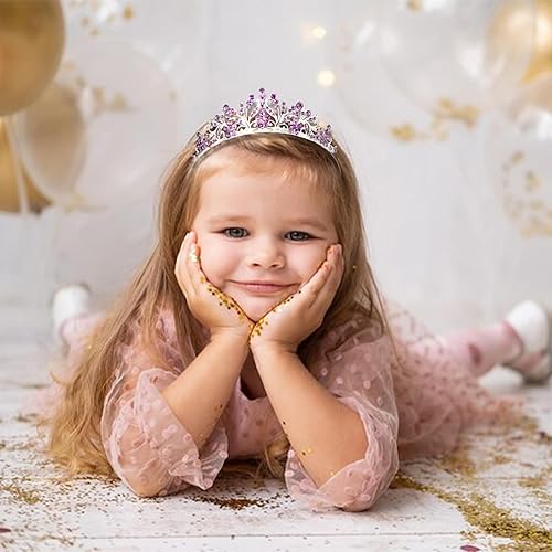 Miniatura 4 de Vovii Tiaras para niñas, coronas para niñas pequeñas, diadema de cumpleaños, concurso de belleza, cosplay, graduación, corona de princesa