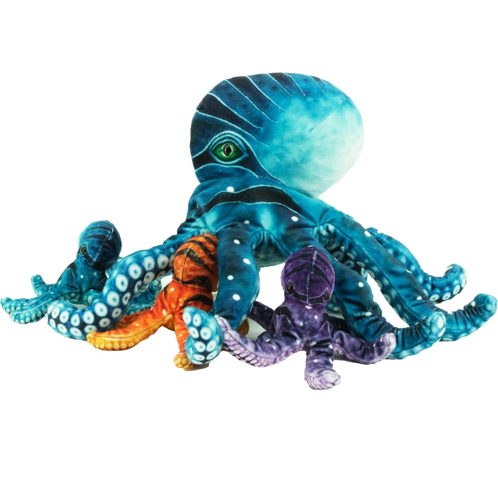 Octopus Stuffed Animal 11Marine Printed Octopus Plush Toys with 3 Baby Soft Washable Toy Stuffed Marine Animal for