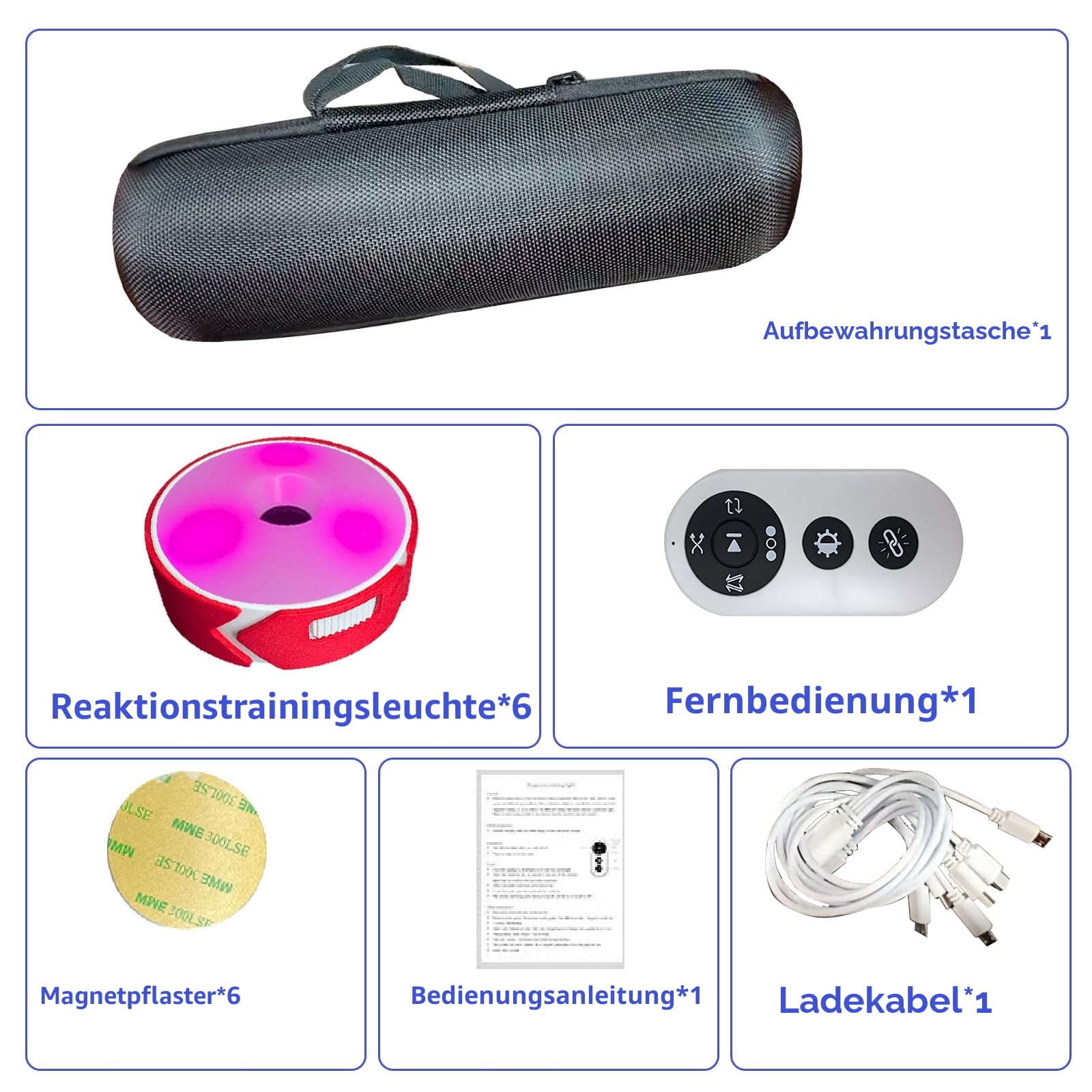Reaktionstrainingslichter, 4 Farben, agiles Reaktionstrainingslampen-Set mit 4 Modi, Fernbedienung, USB-Ladegerät, Fitness-Reaktionslicht für körperliches Training, Gehirn, kognitives Training
