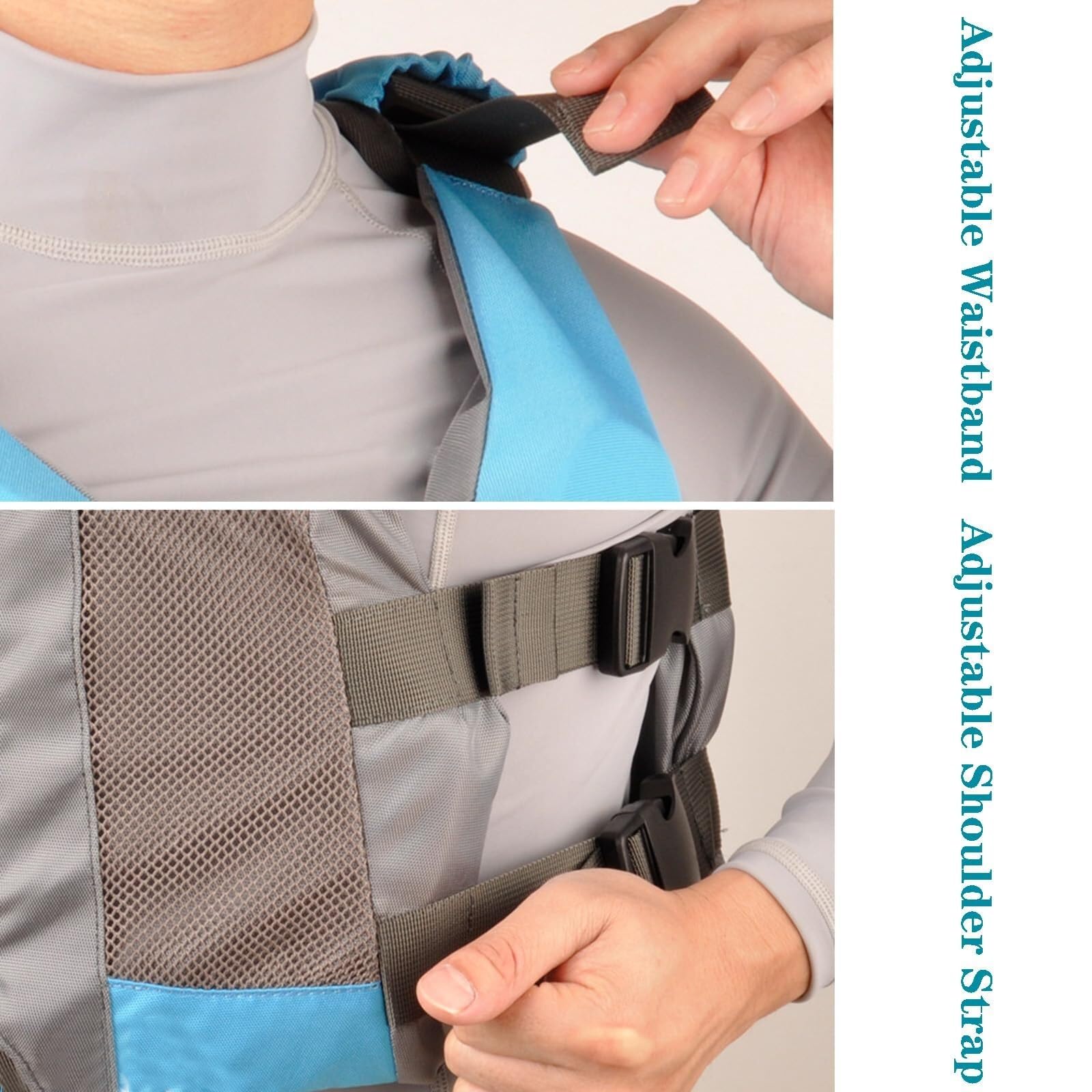Schwimnweste Unisex Hoher Auftrieb Tragbar Netztaschen Wasserbeutel Verstellbare Passform für Fliegenfischen Paddleboard Surfen Wassersport