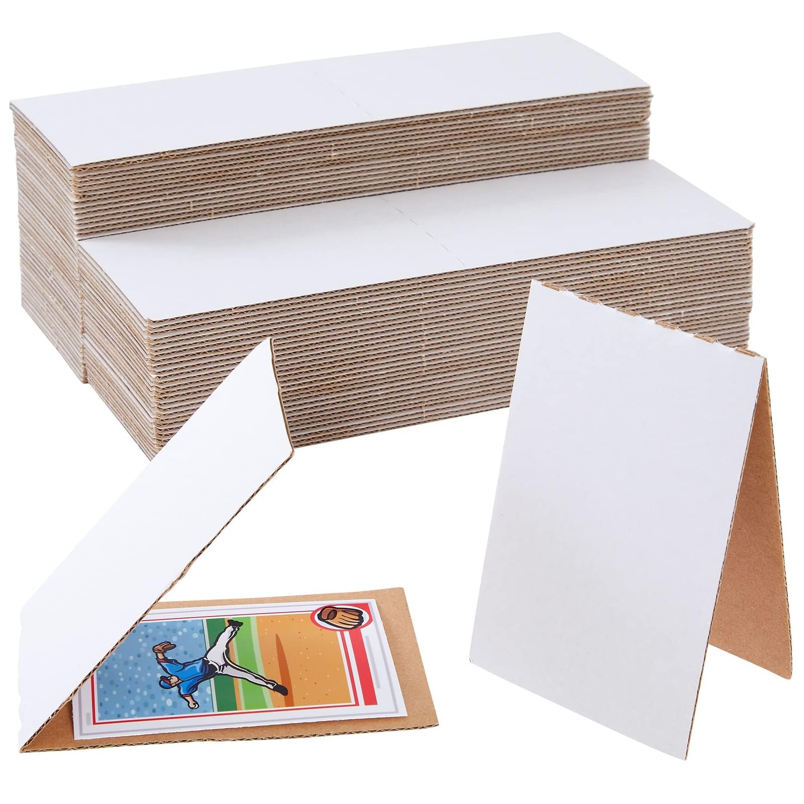 Stockroom Plus Corrugated Card Protector Sleeves - Durable Trading Card Cardboard Protectors - Folded Cardboard Sleeves for Flat Folder Storage - 3 x 4.5 in, White, Pack of 75