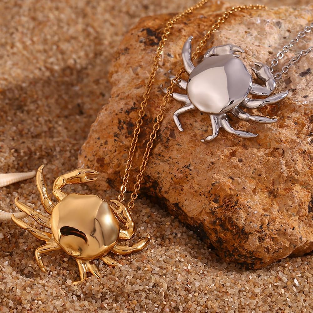 Cute Crab Pendant Necklace for Women Stainless Steel Sea Animal Claws Adjustable Chain Necklaces Minimalist Jewelry Gifts 18" Chain - Image 9