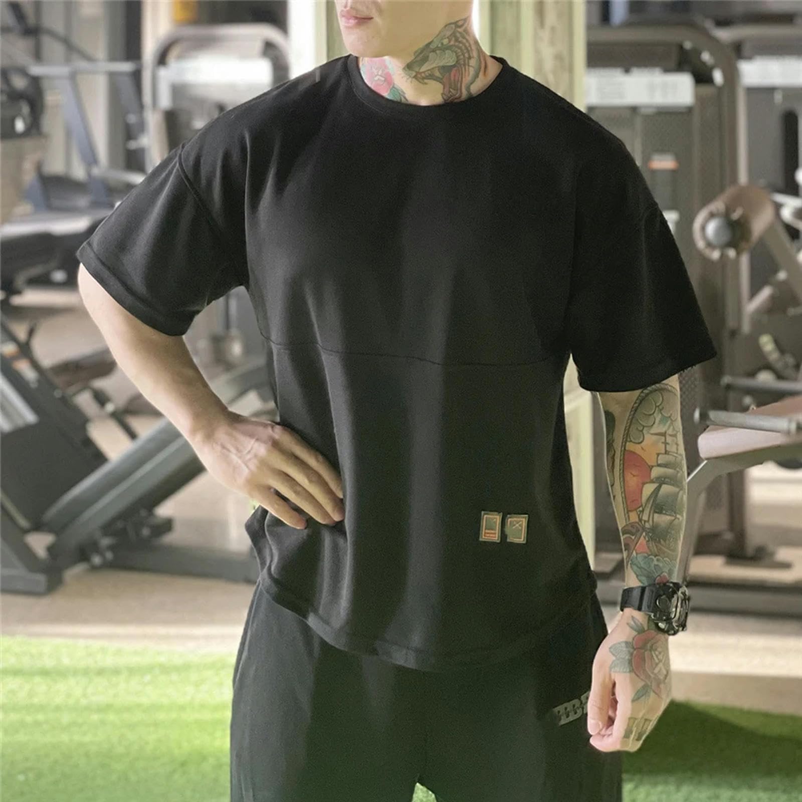 Męskie koszulki męskie mięśnie koszulka kulturystyka fitness męskie topy bawełniane podkoszulki plus duży rozmiar koszulka bawełniana siatka luźny krótki rękaw