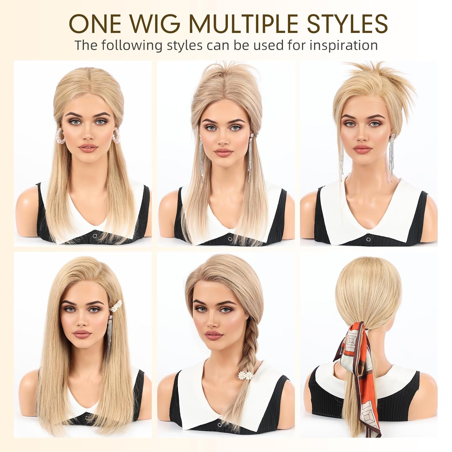 KKU 5x5 Lace Front Human Hair Wig,Real Hair Wigs for Women,Glueless,Non-Slip Silicone Pads and Skin-Friendly Cap(16 Inch, Blonde)