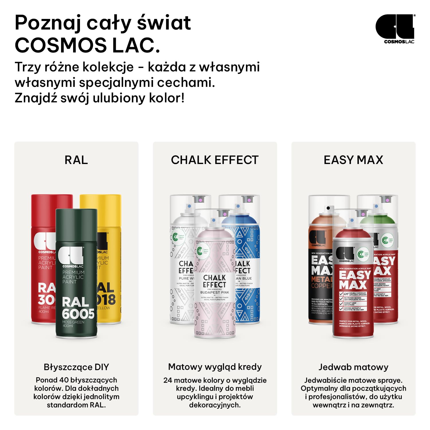 CL COSMOS LACFarba kredowa Spray Chalk Effect – wysoka jakość farby kredowej w sprayu