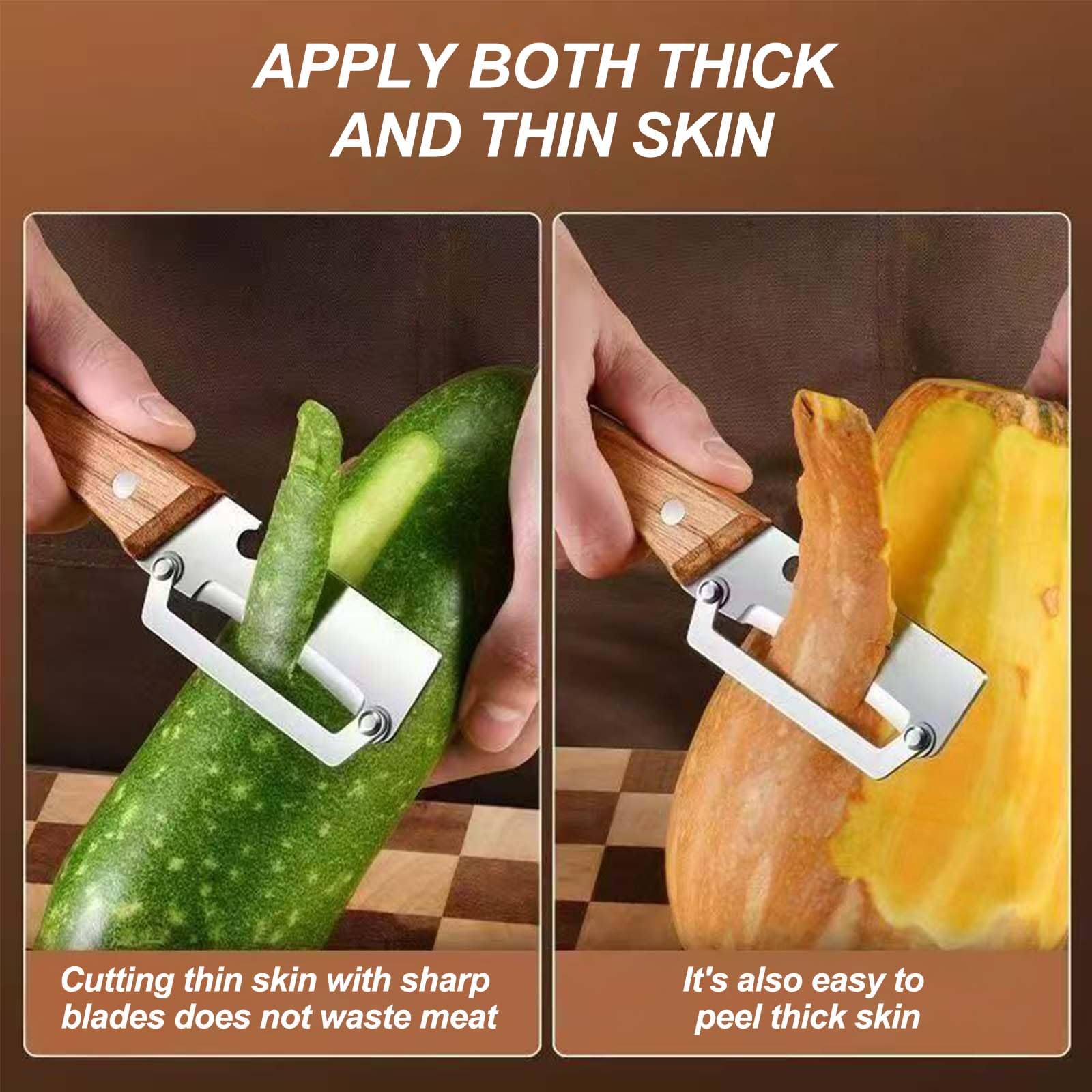 2PCS Premium Vegetable Peeler with Wooden Handle and Bottle Opener, Multi-Functional Vegetable Peeler, Stainless Steel Blade Kitchen Tool for Fruit — view 3