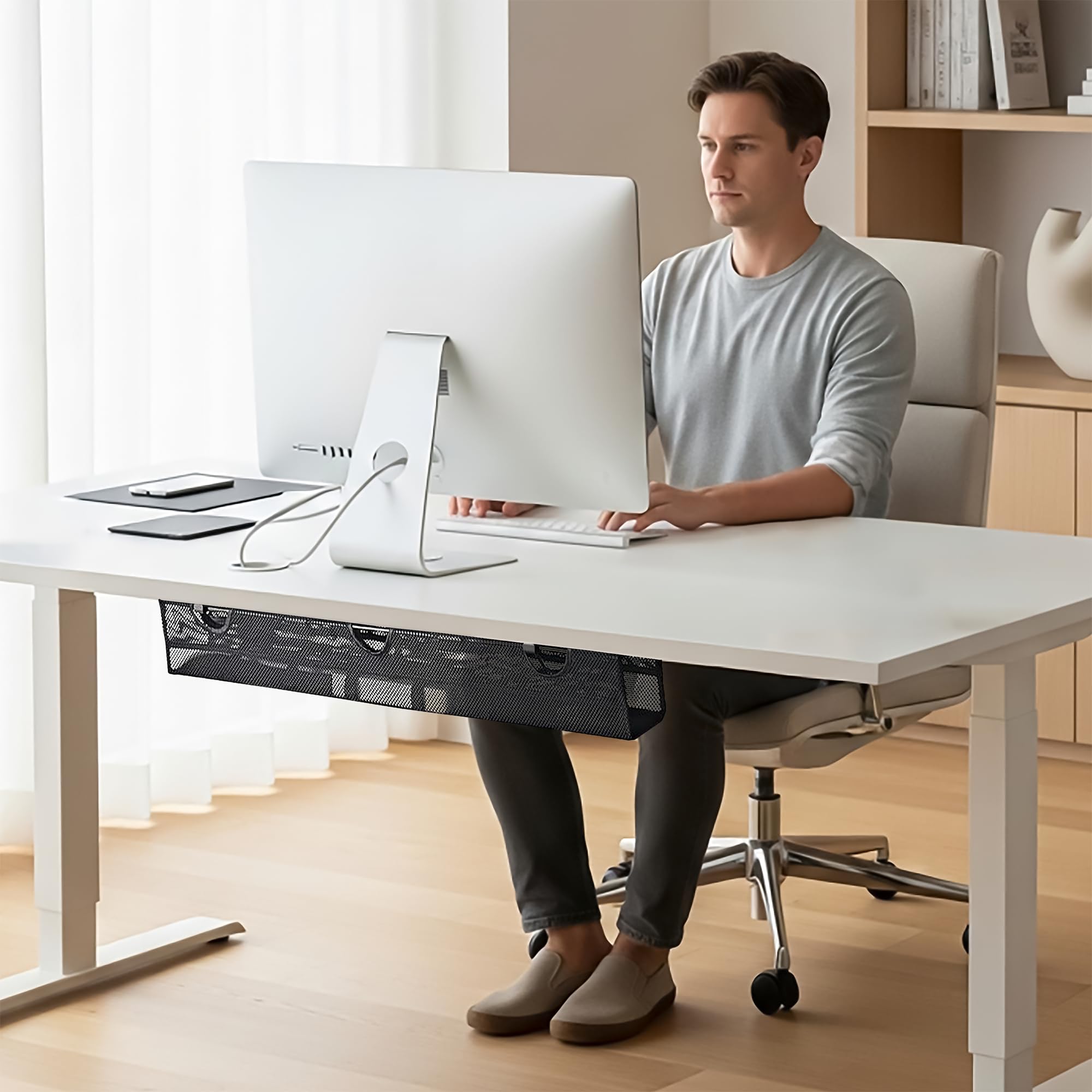 Recoge Cables Escritorio | Soporte Regleta Escritorio | Bandeja Organizador de Cables | Organizador Cables Mesa | Bandeja para Cables | Malla Cables | Esconde Cables - 3