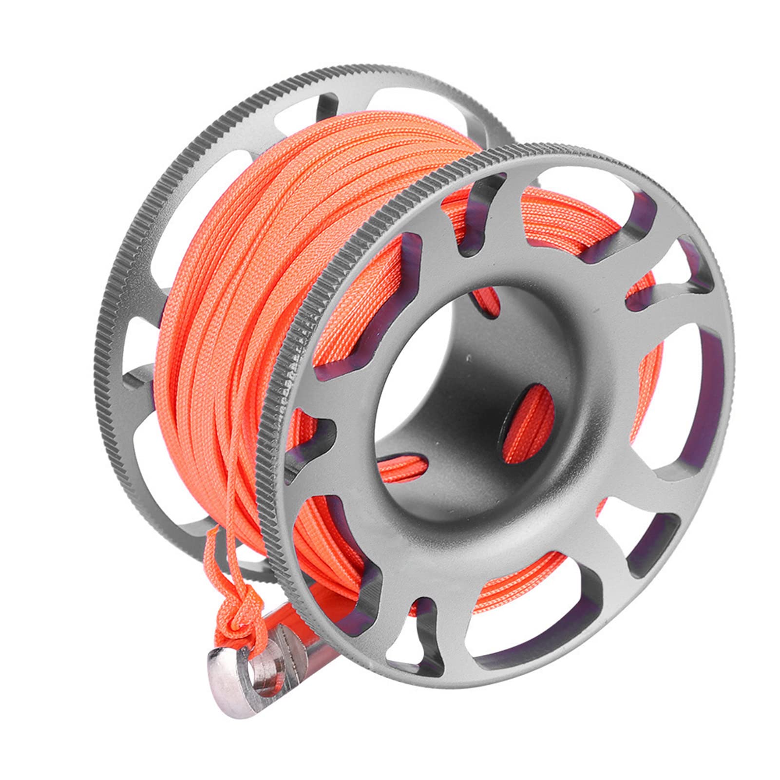 Keep Diving Aviation Aluminium Finger Reel Clip Scuba Diving Tech Spool 15m Line (Grau)