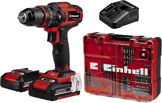 Einhell cordless impact driver set TE-CD 18/40 Li-i +64 Power X-Change (Li-ion, 18V, 40 Nm, speed electronics, 2-speed transmission, max. 24,000 rpm, incl. batteries, charger & accessories)